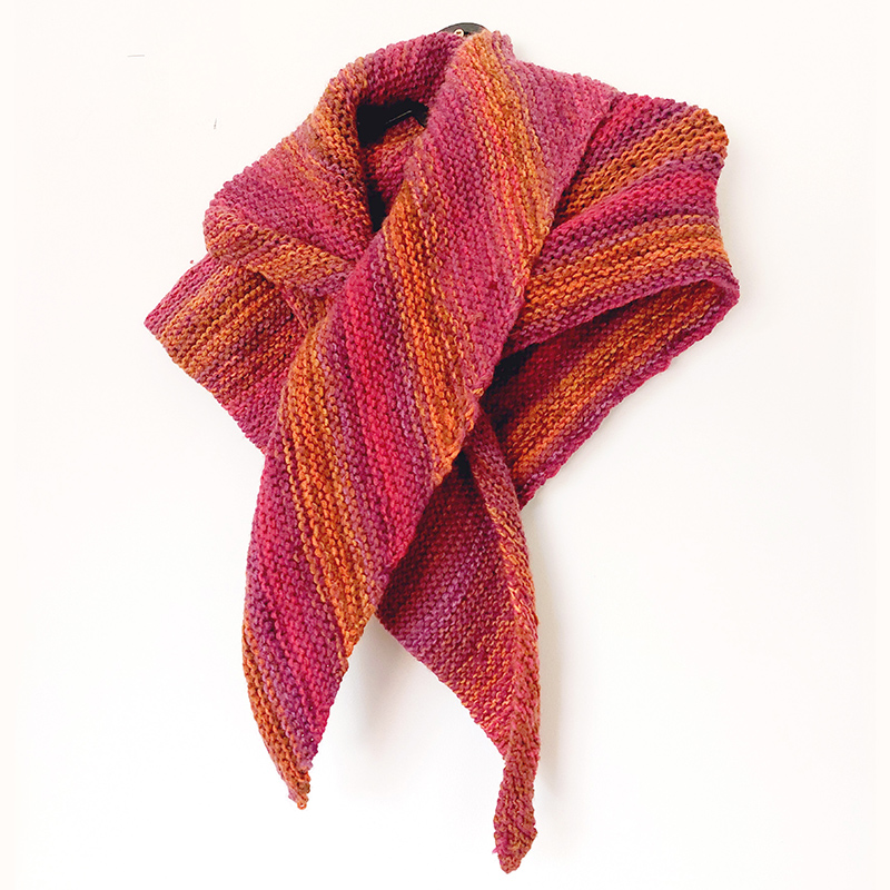 magenta and orange striped shawl